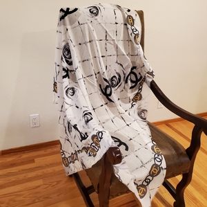 beautiful shawl scarf G rose design yellow white gray black cotton blend